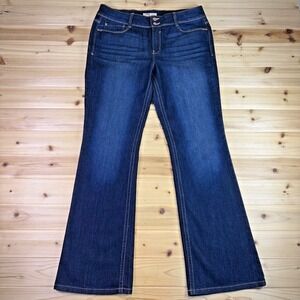 LEI Jeans Womens 13 Sophia Hipster Flare Dark Wash Mid Rise Denim Blue Jeans